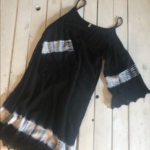 Black Cold Shoulder Shift Dress